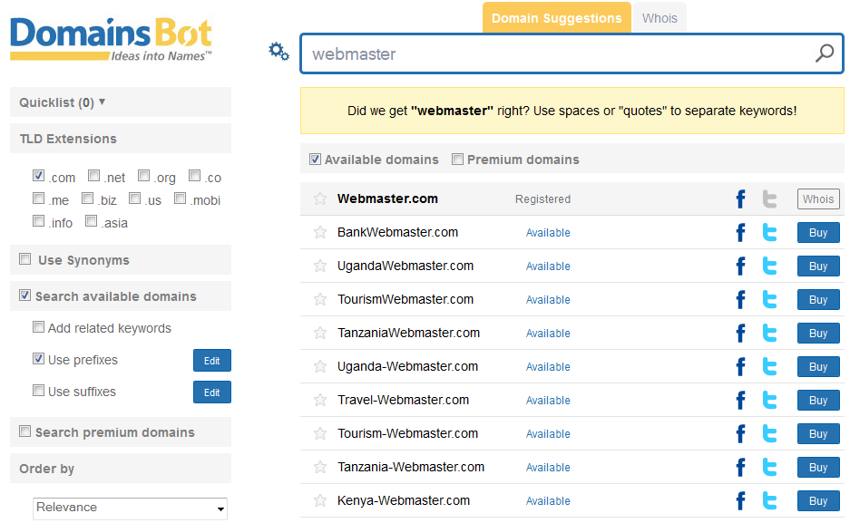 domain search with domiansbot.com domain search with domiansbot.com